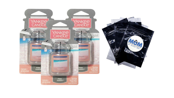 Car Jar Ultimate Pink Sands Scent, Hanging Car Air Freshener - 3 packs - plus 3 My Outlet Mall Resealable Storage Pouches