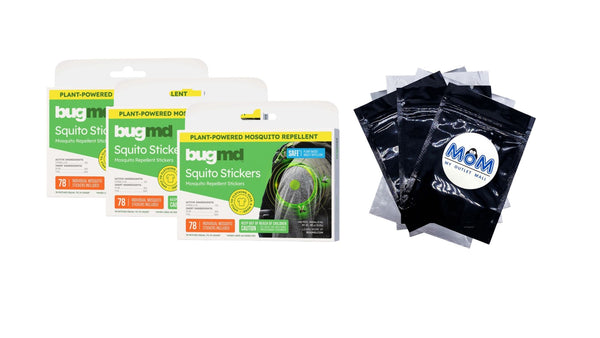 Squito Stickers for Adults, Citronella-Based Mosquito Repellent Patches - 3 packs - plus 3 My Outlet Mall Resealable Storage Pouches