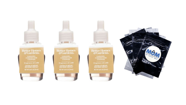 Aroma Accents Oil Refill 24 mL, Caramel Cheesecake Cookies - 3 packs - plus 3 My Outlet Mall Resealable Storage Pouches