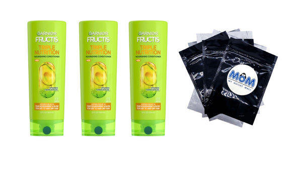 Fructis Triple Nutrition Nourishing Conditioner with Avocado Oil - 3 packs - 12fl oz per pack - plus 3 My Outlet Mall Resealable Storage Pouches