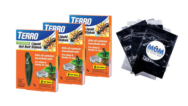 Outdoor Liquid Ant Bait Stakes - 3 packs - plus 3 My Outlet Mall Resealable Storage Pouches