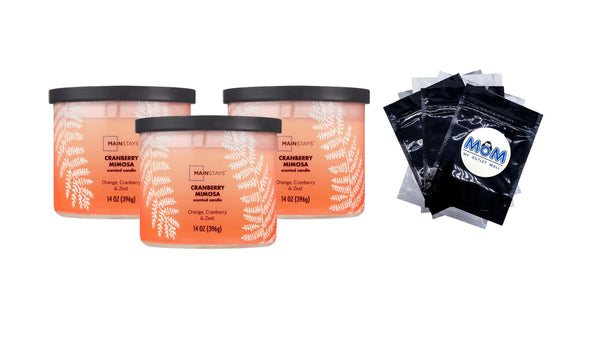 3-Wick Ombre Wrap Cranberry Mimosa Candle - 3 packs - 14 oz per pack - plus 3 My Outlet Mall Resealable Storage Pouches