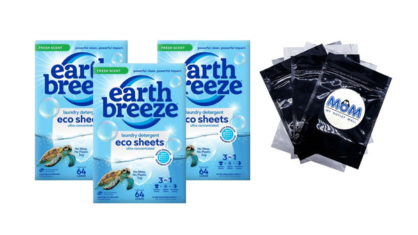 Laundry Detergent Sheets, Fresh Scent Eco Sheets, 64 Loads - 3 pack - 32 count per pack plus 3 My Outlet Mall Resealable Storage Pouches