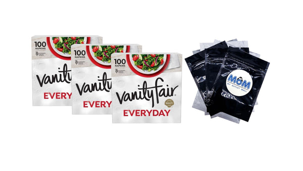 Everyday Paper Napkins, White, Soft and Smooth Disposable Napkins - 3 packs - 100 Count per pack - plus 3 My Outlet Mall Resealable Storage Pouches