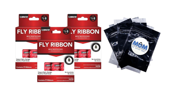 Non-Toxic Fly Ribbon, Poison-Free Pest Control, Sticky Paper, Traps Flying Insects - 3 packs - plus 3 My Outlet Mall Resealable Storage Pouches