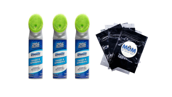 Triple Action Carpet & Upholstery Cleaner - 3 packs - 12 oz per pack - plus 3 My Outlet Mall Resealable Storage Pouches