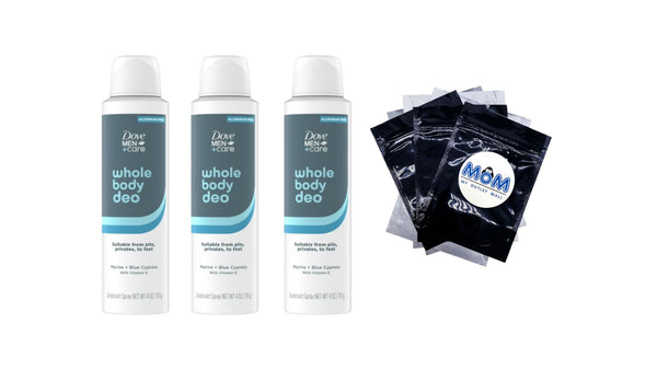 Men+Care Whole Body Deodorant Spray for Men Marine + Blue Cypress - 3 packs - 4 oz per pack - plus 3 My Outlet Mall Resealable Storage Pouches