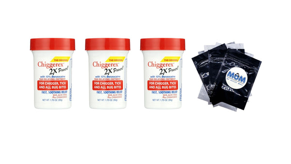 2x Medicated Ointment: Chiggers, Mosquito, Bug Bites - 3 packs - 1.75 oz per pack - plus 3 My Outlet Mall Resealable Storage Pouches