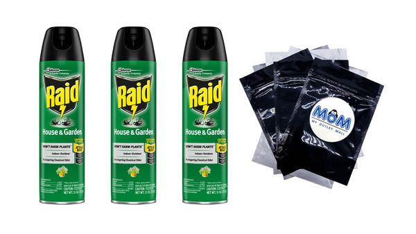 House & Garden Indoor Flying Insect Killer without Harming Plants, Aerosol Insecticide Spray - 3 packs - 11 oz per pack - plus 3 My Outlet Mall Resealable Storage Pouches