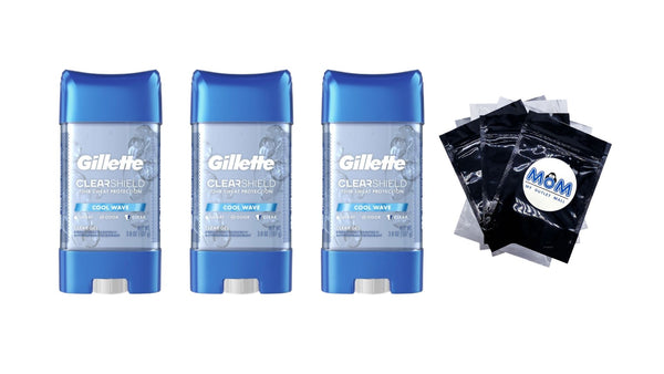 Cool Wave Clear Gel Men's Antiperspirant and Deodorant - 3 packs - 3.8 oz per pack - plus 3 My Outlet Mall Resealable Storage Pouches