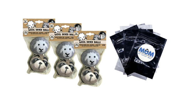 Dryer Balls, Reusable Bag - 3 packs - 2 Count - plus 3 My Outlet Mall Resealable Storage Pouches