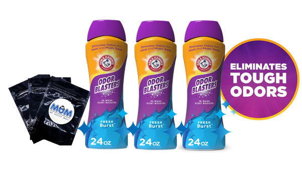 Odor Blasters Fresh Burst In-Wash Laundry Scent Booster- 3 packs - 24 oz per pack - plus 3 My Outlet Mall Resealable Storage Pouches