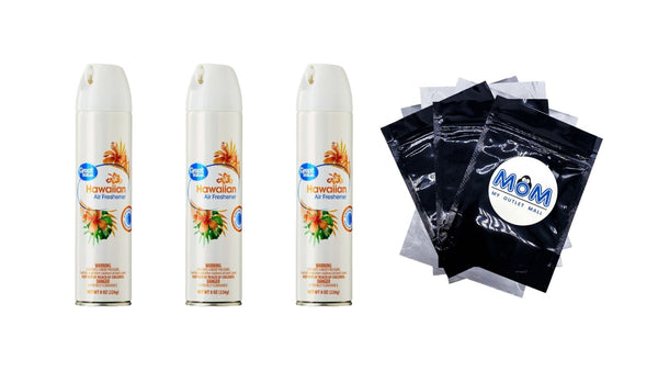 Aerosol Air Freshener, Hawaiian - 3 packs - 8 oz per pack - plus 3 My Outlet Mall Resealable Storage Pouches