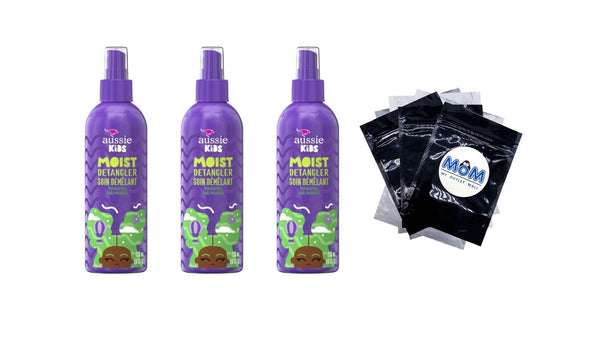 Kids Moist Detangler Spray for Kids, All Hair Types - 3 packs - 8Fl oz per pack - plus 3 My Outlet Mall Resealable Storage Pouches