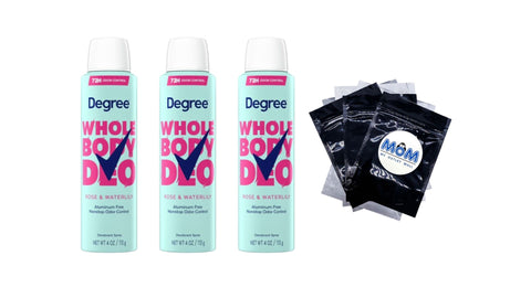 Women Whole Body Deodorant Spray for Women Rose & Waterlily Scent Aluminum Free - 3 packs - 4 oz per pack - plus 3 My Outlet Mall Resealable Storage Pouches
