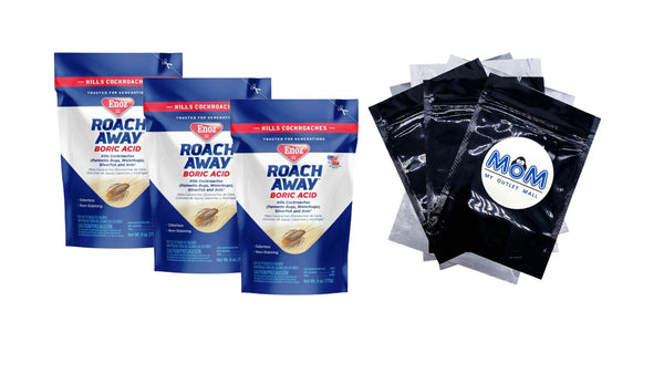 Roach Away Boric Acid Powder, Cockroach Killer - 3 packs - 6 oz per pack - plus 3 My Outlet Mall Resealable Storage Pouches