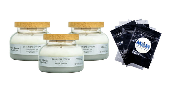 Cashmere Teak Scented 2-Wick Ombre Bell Jar Candle - 3 packs - 18 oz per pack - plus 3 My Outlet Mall Resealable Storage Pouches