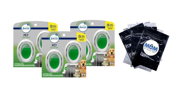 Air Freshener, Small Spaces Odor-Fighting, Pet Fresh Scent, 2 Count - 3 packs - plus 3 My Outlet Mall Resealable Storage Pouches