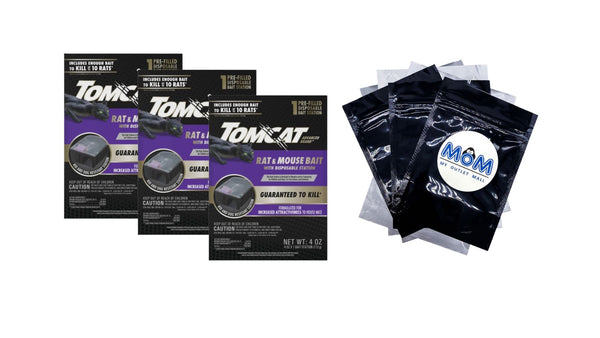 Advanced Brand Rat & Mouse Bait with Disposable Station, 1 Pre-Filled Ready-To-Use Station - 3 packs - plus 3 My Outlet Mall Resealable Storage Pouches