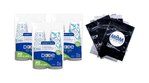 To Go Disposable Paper Cups, 12 oz, Multi-Color - 3 packs - 20 Count per pack - plus 3 My Outlet Mall Resealable Storage Pouches