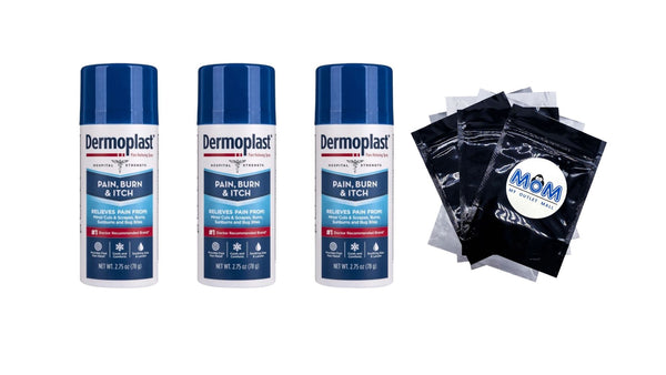 Pain Relief Spray for Minor Cuts, Burns and Bug Bites - 3 packs - 2.75 oz per pack - plus 3 My Outlet Mall Resealable Storage Pouches