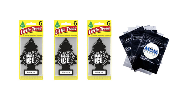 Air Freshener Black Ice Fragrance 6 count - 3 packs - plus 3 My Outlet Mall Resealable Storage Pouches