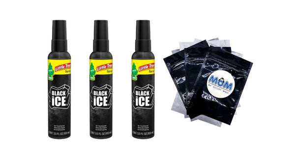 Air Freshener Spray Black Ice - 3 packs - 3.5 Fl oz per pack - plus 3 My Outlet Mall Resealable Storage Pouches