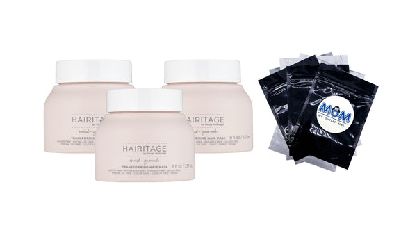 Mask-Querade Moisturizing Argan Oil Hair Mask with Aloe for Dry Damaged Hair + Anti Frizz, Color Safe - 3 packs - 8 oz per pack - plus 3 My Outlet Mall Resealable Storage Pouches