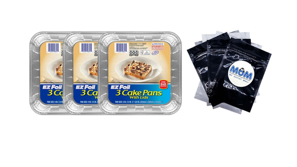 Cake Pans with Lids, 8x8 Inch - 3 packs - 3 Count per pack - plus 3 My Outlet Mall Resealable Storage Pouches