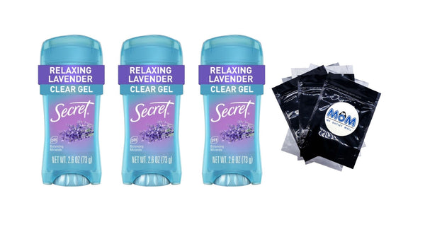 Fresh Clear Gel Antiperspirant Deodorant for Women, Lavender - 3 packs - 2.6 oz per pack - plus 3 My Outlet Mall Resealable Storage Pouches