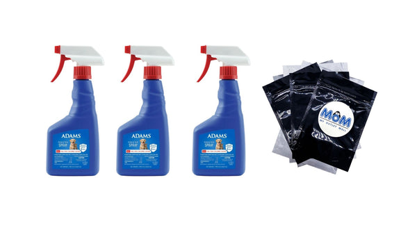 Flea and Tick Spray for Cats, Kittens, Dogs and Puppies - 3 packs - 16 oz per pack - plus 3 My Outlet Mall Resealable Storage Pouches