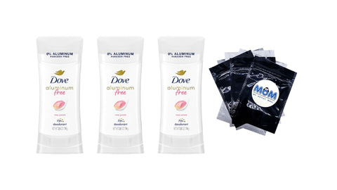 Aluminum Free Deodorant for Women Rose Petals - 3 packs - 2.6 oz per pack - plus 3 My Outlet Mall Resealable Storage Pouches