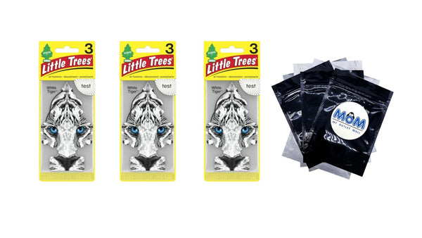 Air Freshener White Tiger Fragrance 3 count - 3 packs - plus 3 My Outlet Mall Resealable Storage Pouches