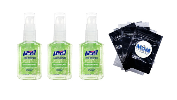Advanced Hand Sanitizer Energizing Mint, Infused with Essential Oils, Pump Bottle - 3 packs - 2oz per pack - plus 3 My Outlet Mall Resealable Storage Pouches