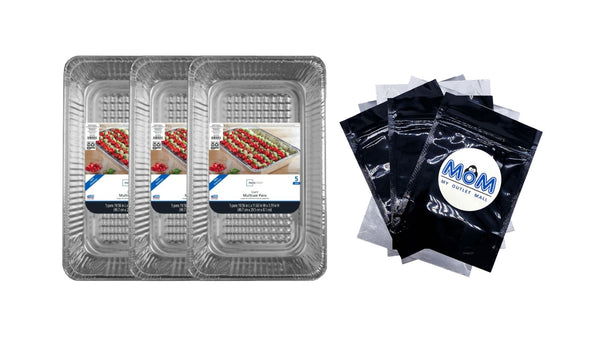 Disposable Aluminum Full Size Steam Table Pans, 5 Count 19.56" x 11.63" x 3.19" - 3 packs - 5 Count per pack - plus 3 My Outlet Mall Resealable Storage Pouches