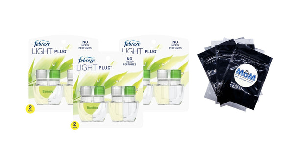 Plug In Air Freshener, Odor-Fighting Scented Oil Refill, Light Bamboo Scent, 2 Refills - 3 packs - plus 3 My Outlet Mall Resealable Storage Pouches