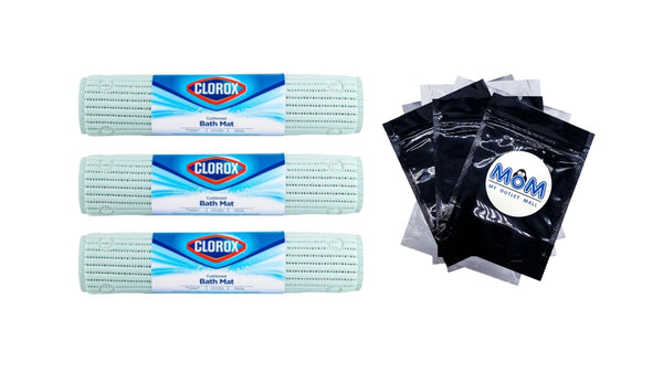 Cushioned Foam Bathtub Mat with Suction Cups, Blue 17" x 36" - 3 packs - plus 3 My Outlet Mall Resealable Storage Pouches