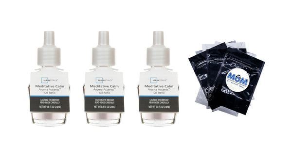Aroma Accents Oil Refill 24 mL, Meditative Calm - 3 packs - plus 3 My Outlet Mall Resealable Storage Pouches