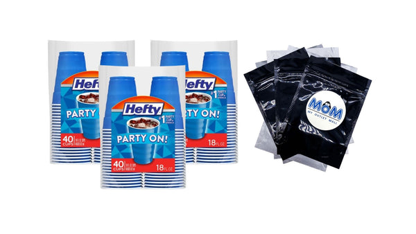 Party On Disposable Plastic Cups, Marine Blue, 18 oz - 3 packs - 40 Count per pack - plus 3 My Outlet Mall Resealable Storage Pouches