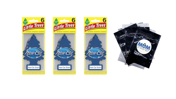 Air Freshener New Car Scent Fragrance 6 count - 3 packs - plus 3 My Outlet Mall Resealable Storage Pouches