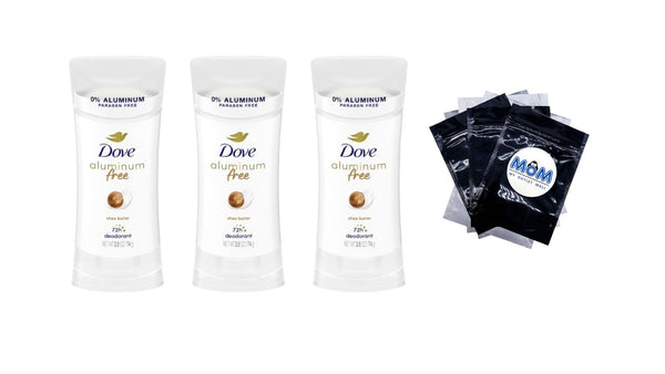 Aluminum Free Deodorant for Women Shea Butter - 3 packs - 2.6 oz per pack - plus 3 My Outlet Mall Resealable Storage Pouches