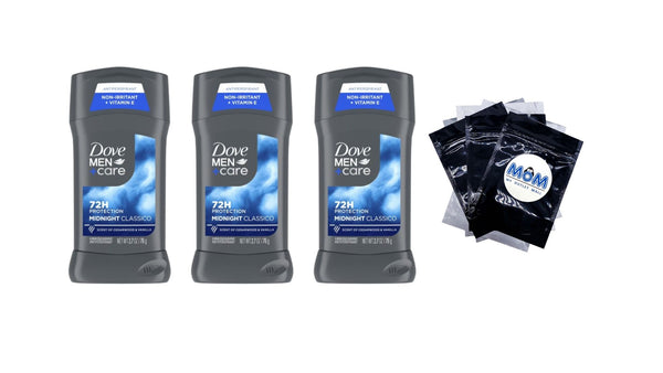 Men+Care Antiperspirant Deodorant Stick for Men Midnight Classico - 3 packs - 2.7 oz per pack - plus 3 My Outlet Mall Resealable Storage Pouches