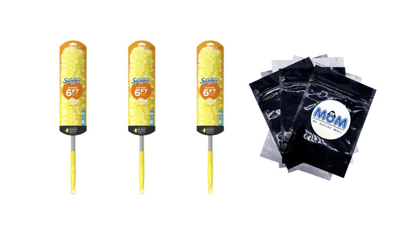 Dusters with Extension Pole, Cleaning Kit includes 6ft Extendable Handle + 4 Duster Refills - 3 packs - plus 3 My Outlet Mall Resealable Storage Pouches