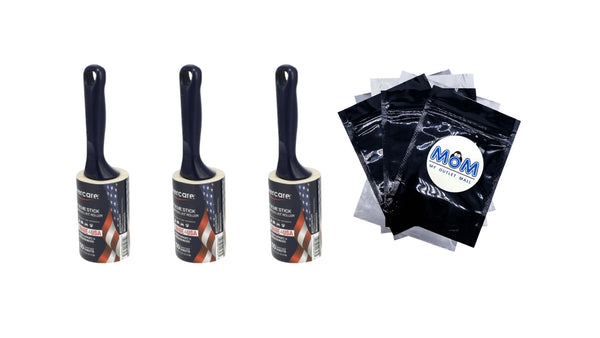 Extreme Stick USA All-Purpose 100 Layer Lint Roller - 3 packs - plus 3 My Outlet Mall Resealable Storage Pouches
