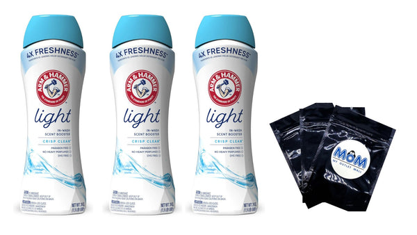 Light In-Wash Scent Booster, Laundry Scent Booster Crisp Clean Scent- 3 pack - 24 oz per pack - plus 3 My Outlet Mall Resealable Storage Pouches