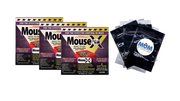 Ready-to-Use Mouse Killer Bait Trays - 3 packs - 2 Count - plus 3 My Outlet Mall Resealable Storage Pouches