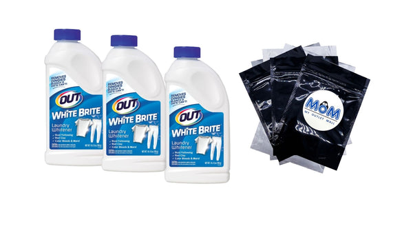White Brite Laundry Whitener - 3 packs - 28 oz per pack - plus 3 My Outlet Mall Resealable Storage Pouches