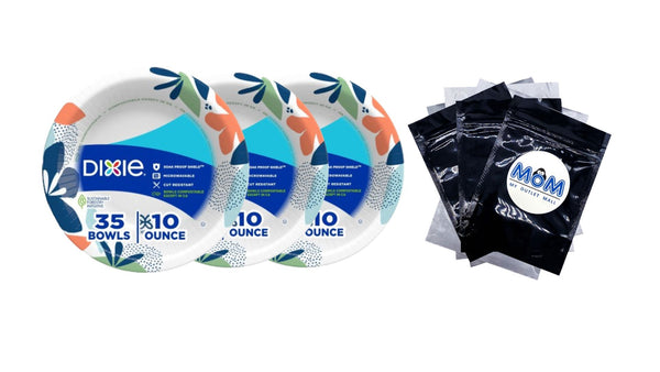 Everyday Disposable Paper Bowls, 10 oz, Multi-Color - 3 packs - 35 Count per pack - plus 3 My Outlet Mall Resealable Storage Pouches