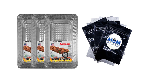 Aluminum Super King Extra Deep BBQ & Pasta Pan - 3 packs - plus 3 My Outlet Mall Resealable Storage Pouches