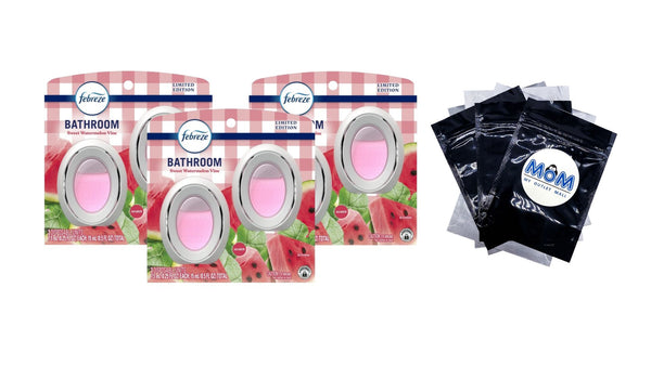 Bathroom Air Freshener, Small Spaces Odor-Fighting, Watermelon Scent, 2 Count - 3 packs - plus 3 My Outlet Mall Resealable Storage Pouches